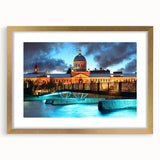 Extra large textured abstract art print of Quebec scenery in gold frame, ideal for living room decor.