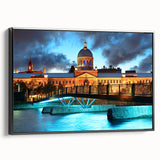 Black and white landscape art painting of Quebec scenery on framed canvas, suitable for bedroom wall decor.