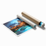 Extra large rolled print of Quebec scenery featuring vibrant floral art.