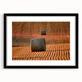 Abstract art print of colorful, textured scenery in Saskatchewan on a large framed canvas, ideal for living room decor.