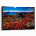 Black and white landscape art painting of Yukon scenery on framed canvas, ideal for bedroom wall decor.