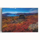 Black and white photograph of Yukon scenery on large stretched canvas, suitable for kitchen wall art.