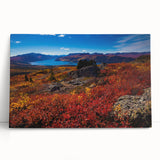 Black and white photograph of Yukon scenery on stretched canvas, suitable as large kitchen wall art or bedroom decor.