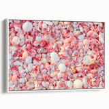 Framed canvas of a Caribbean landscape painting with vibrant blue and green tones, ideal for living room decor.