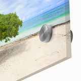 Large abstract wall art featuring vibrant Caribbean scenery on acrylic glass, ideal for dining room ambiance.