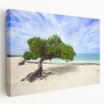 Large canvas print of a Caribbean beach scene with vivid blue and turquoise waters, ideal for kitchen wall art.