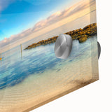 Acrylic print of a Caribbean beach scene with vivid blue and turquoise water, ideal for bedroom or dining room art.