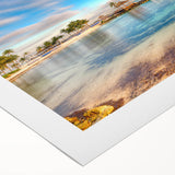 Art deco poster of a Caribbean Bahamas scenery in pastel shades on rolled canvas, ideal for dining room wall art.