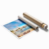 Extra large rolled print of a Caribbean Bahamas scenery with vibrant blue and green tones.