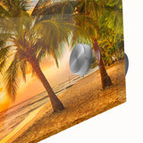 Large abstract wall art depicting the Caribbean Barbados scenery in vibrant hues on acrylic glass, ideal for dining room art.