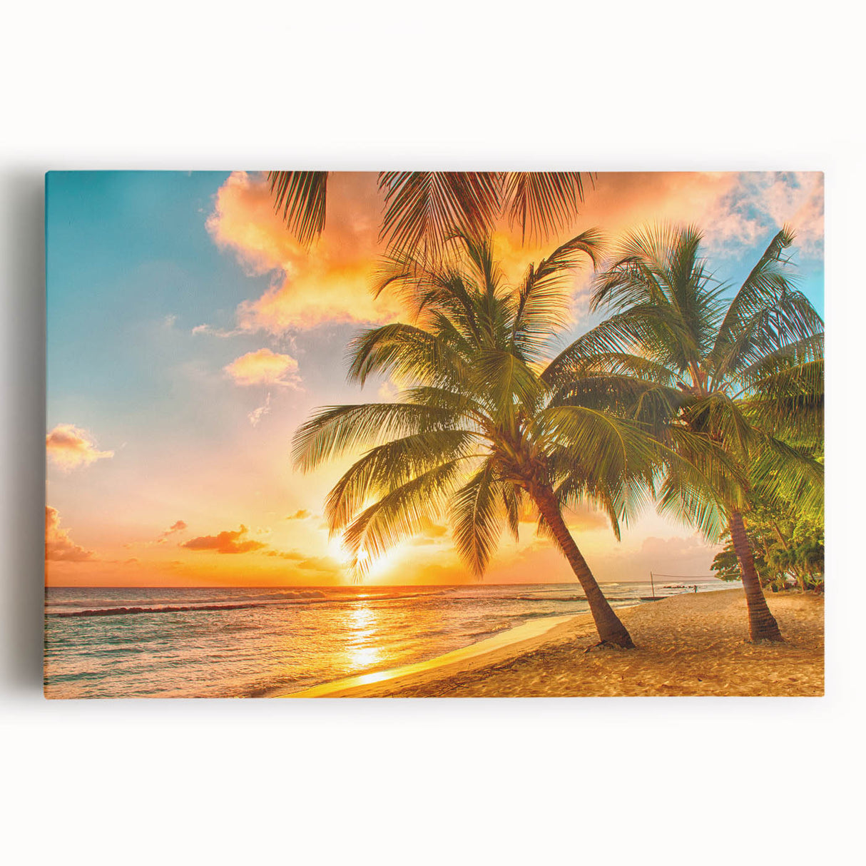 Black and white photograph of a Caribbean scene on stretched canvas, ideal for kitchen wall art.