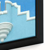 Extra large framed canvas featuring a textured, colorful Caribbean scene, ideal for living room decor.