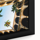 Extra large framed canvas of a textured Caribbean scene in vibrant colors, ideal for living room decor.