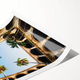 Extra large wall art featuring line art flowers in muted green and beige tones on a rolled canvas.