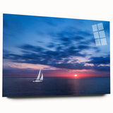 Acrylic print of a Caribbean scenery with vibrant blue and green tones, ideal for bedroom or dining room art.