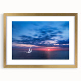 Abstract art print featuring vibrant Caribbean scenery in a gold frame, ideal for dining room decor.