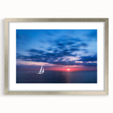 Extra large abstract art print of Caribbean scenery in textured style, framed with a silver mat.