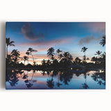 Black and white stretched canvas featuring a serene Caribbean landscape, ideal for kitchen wall art.