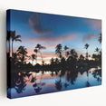Caribbean scenery on stretched canvas depicting vivid blue ocean and lush green landscapes, ideal for kitchen wall art.