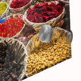 Large abstract wall art depicting Caribbean scenery in vibrant hues on acrylic glass, ideal for dining room ambiance.