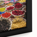 Extra large framed canvas of a Caribbean landscape in black with colorful, textured details, ideal for living room decor.