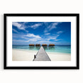 Extra large abstract art print of a vibrant Caribbean scene on a textured canvas, framed in black.