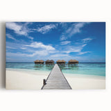 Black and white photograph of Caribbean scenery on stretched canvas, ideal for kitchen wall art.