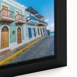 Extra large framed canvas of a textured, colorful Caribbean scenery, ideal for living room wall decor.
