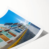 Extra large wall art of line art flowers in soft pastel shades on rolled print, ideal for large living room wall decor.