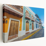 Large art depicting a Caribbean Puerto Rican coastline on stretched canvas, with vivid blue and green tones.