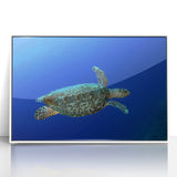 Mid-century modernist art of Caribbean Saint Lucia scenery in vibrant colors on a white framed acrylic.