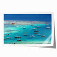 Rolled print of a Caribbean scenery with vibrant green and blue tones, suitable as art wall dining room decor.