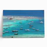 Large black and white print of Caribbean scenery on stretched canvas, ideal for kitchen wall art.