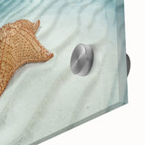 Large abstract wall art of Caribbean Virgin Islands in vibrant blue and green tones on acrylic glass.