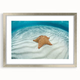 Extra large wall art of the Caribbean Virgin Islands in textured abstract style, framed in silver.