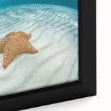 Framed canvas depicting a textured Caribbean Virgin Islands scene with vibrant colors, suitable for large living room walls.