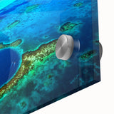 Large abstract wall art depicting a Central American Belize scenery in vibrant colors on acrylic glass.