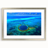 Textured abstract art print of a Central American scenery in muted earth tones, framed in silver, ideal for bedroom art.