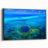 Black and white framed canvas featuring a vintage-style landscape painting of Central America, ideal for bedroom decor.