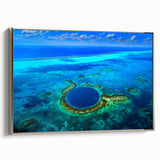 Framed canvas landscape art painting depicting a vibrant, colorful Belize scenery, ideal for living room decor.