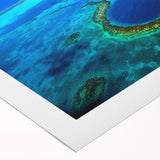 Art deco poster of a Central American scenery in Belize on rolled canvas, suitable for dining room wall art.