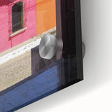 Large abstract wall art of Central America's scenery in mid-century modernist style on acrylic glass.