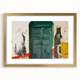 Extra large framed abstract art print depicting a textured Central American landscape in gold frame.