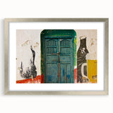 Textured abstract art print of a Central American landscape in muted earth tones, framed in silver.