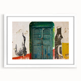 Abstract art print depicting a vibrant, multicolored Central American landscape on a framed white mat.