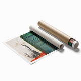 Extra large rolled print of a Central American scenery with vibrant floral elements.