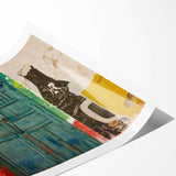 Extra large wall art featuring line art flowers in vibrant hues on a rolled print, ideal for large living room decor.