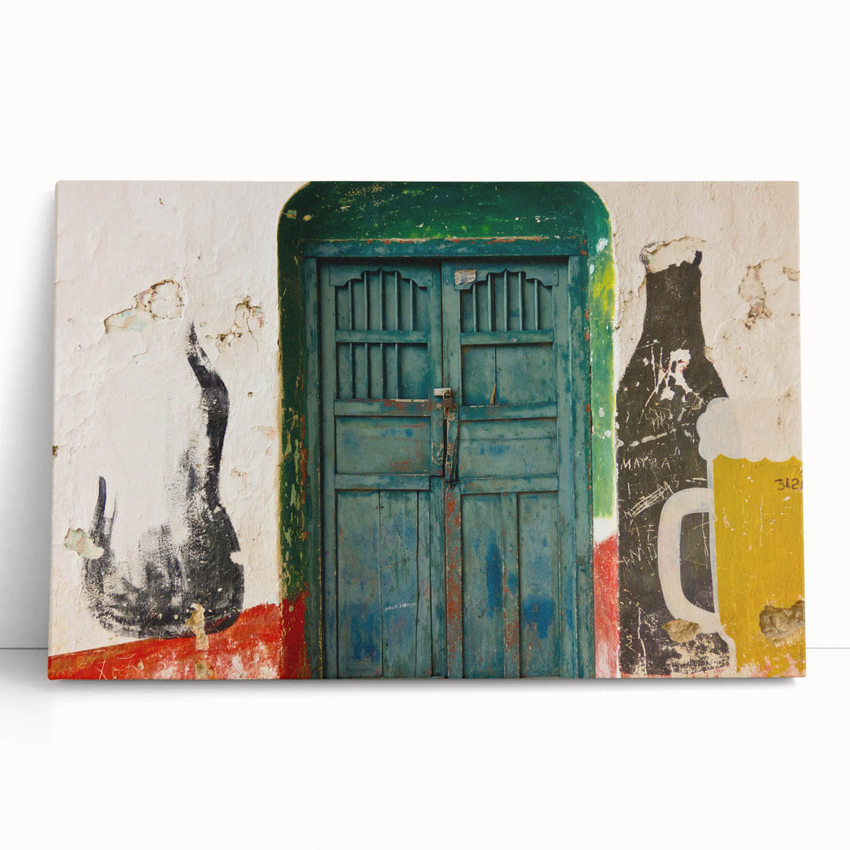 Black and white photograph of a Central American landscape on stretched canvas, ideal for kitchen wall art.
