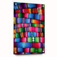 Acrylic print of a large abstract depiction of Central American scenery in vibrant blues and greens.
