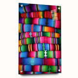 Acrylic print of a large abstract depiction of Central American scenery in vibrant blues and greens.